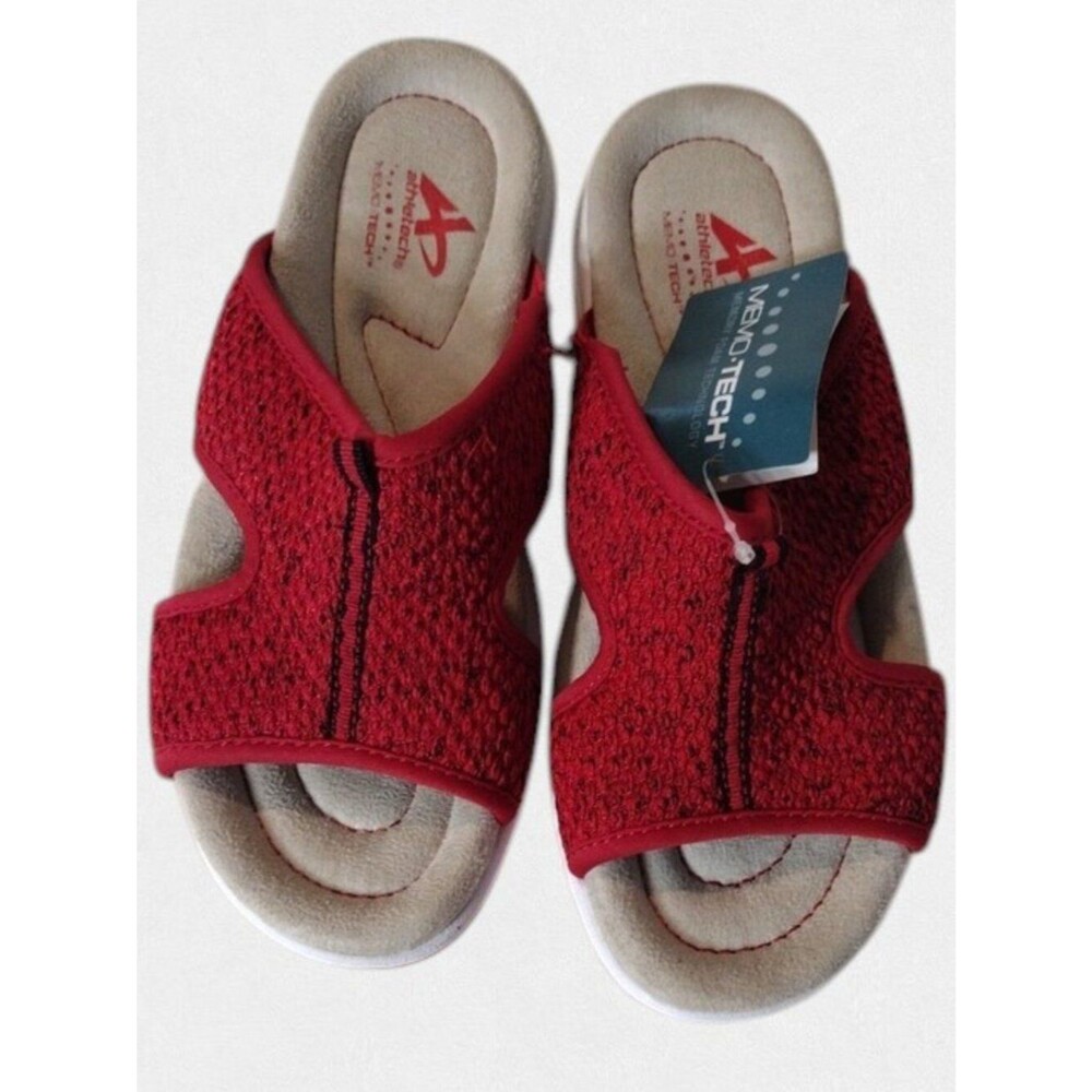 NWT Athletech Heathered Red Women's Knit Lighweigth Slide Sandals Size 6
